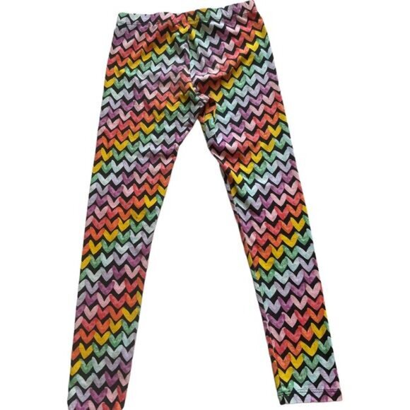 Colorful Chevron Print Girls Leggings L (10-12) Cotton/Spandex Wonder Nation - Picture 13 of 13